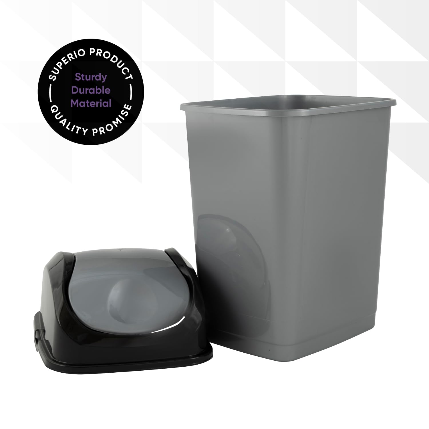 Superio Small Trash Can With Lid 4.5 Gallon Plastic Swing Top Garbage Can Slim Waste Bin For Under Sink/Cabinet, Laundry Room, K