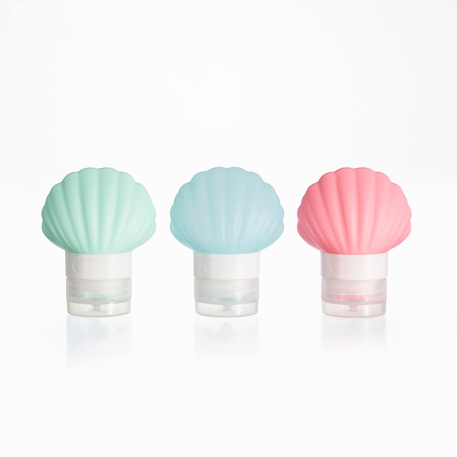 Kismetics Leak Proof Squeezable Silicone Travel Bottles, Reusable, Refillable Bottles, Shell Shape, Sustainable, Tsa Carry On Ap