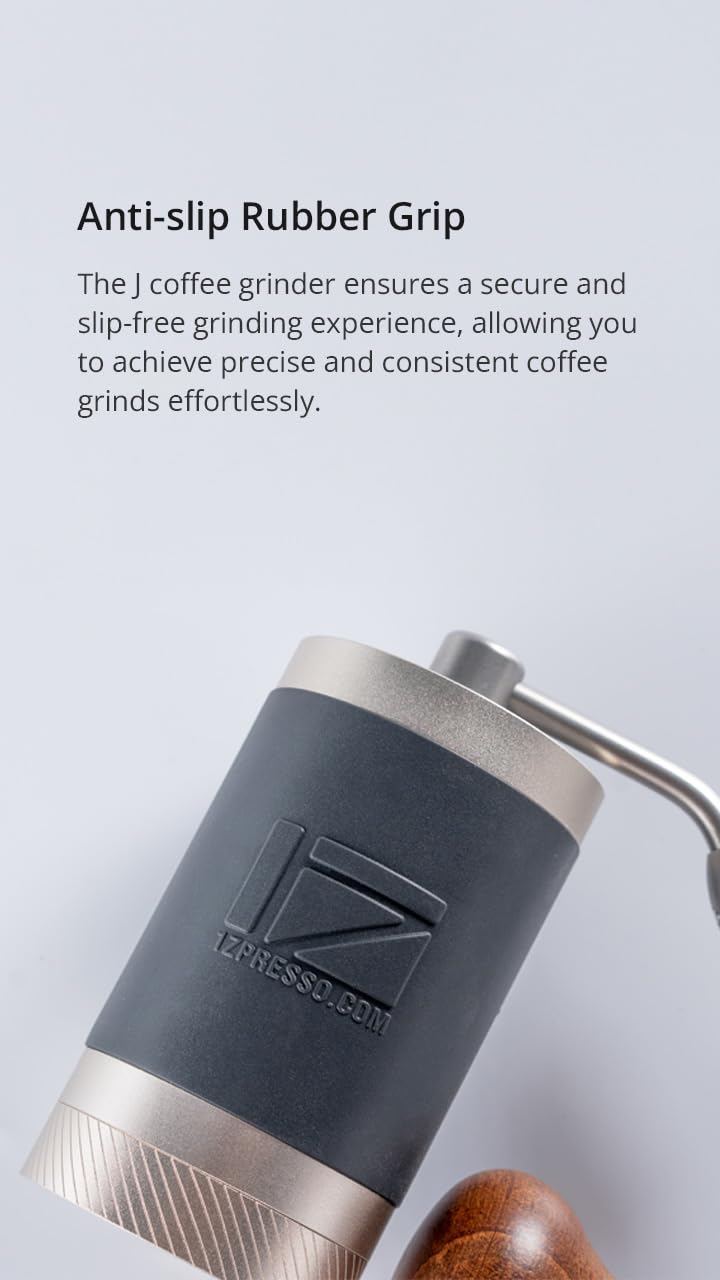 1Zpresso J Manual Coffee Grinder Silver Capacity 35G With Assembly Stainless Steel Conical Burr - Numerical Internal Adjustable