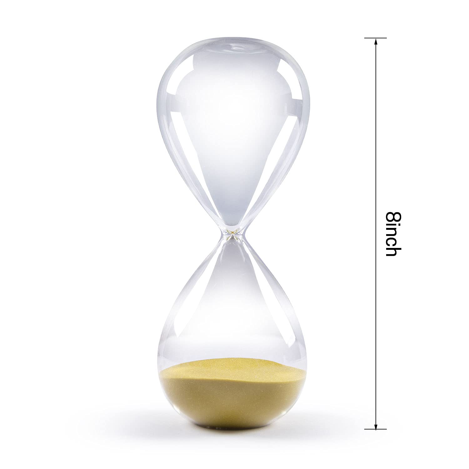 Swisselite Hourglass Sand Timers, Hourglass Sand Clock Inspired Glass For Home, Desk, Office Decor (8Inch-30Mins Gold)
