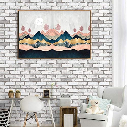 Signford Framed Canvas Wall Art Home Artwork Decoration Abstract Mountain Nature Scenery Canvas Wall Art For Living Room, Bedroo
