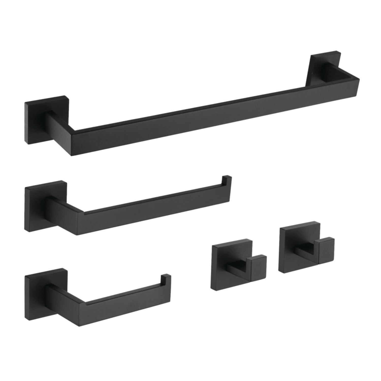 Kingston Brass Bahk6024778Mb Lasdun 5-Piece Bathroom Accessory Set, Matte Black Towel-Bars, 20-3/16'' (L) X 2-3/16'' (W) X 3-3/1