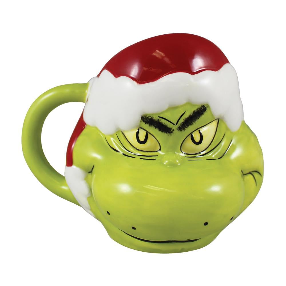 Dr. Seuss Grinch Santa Hat 16 oz. Sculpted Ceramic Mug