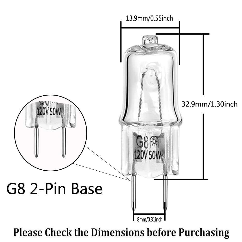 Light Bulb For Ge Microwave Oven- Halogen Light Bulb Fits For Ge Over The Stove Range Microwave Hood,G8/50W/120V,Night Light/Sto