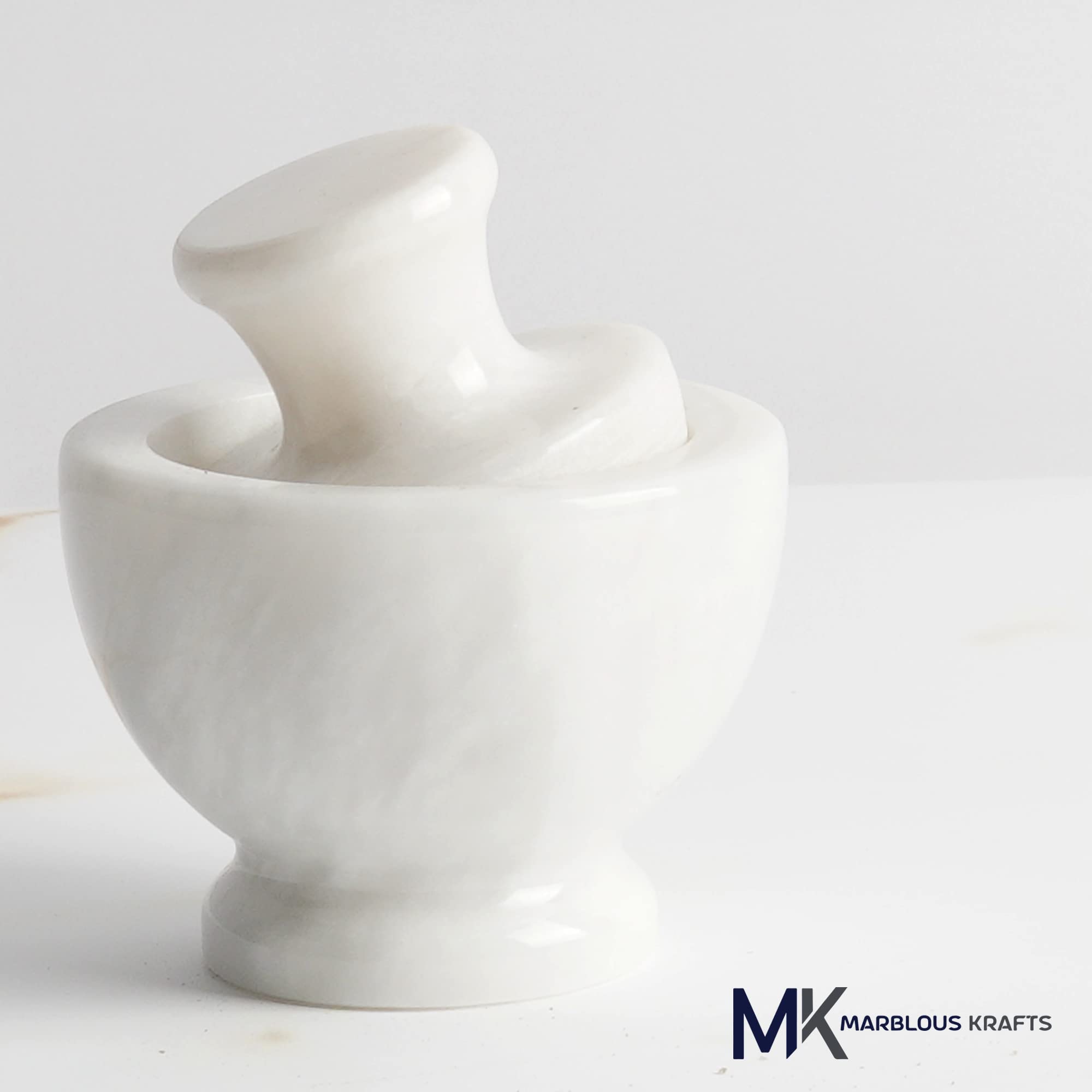 Large Marble Mortar And Pestle Set 4X4.5 Inches For Kitchen | Marble Spice Crusher Mortar And Pestle. Small Mortar And Pestle