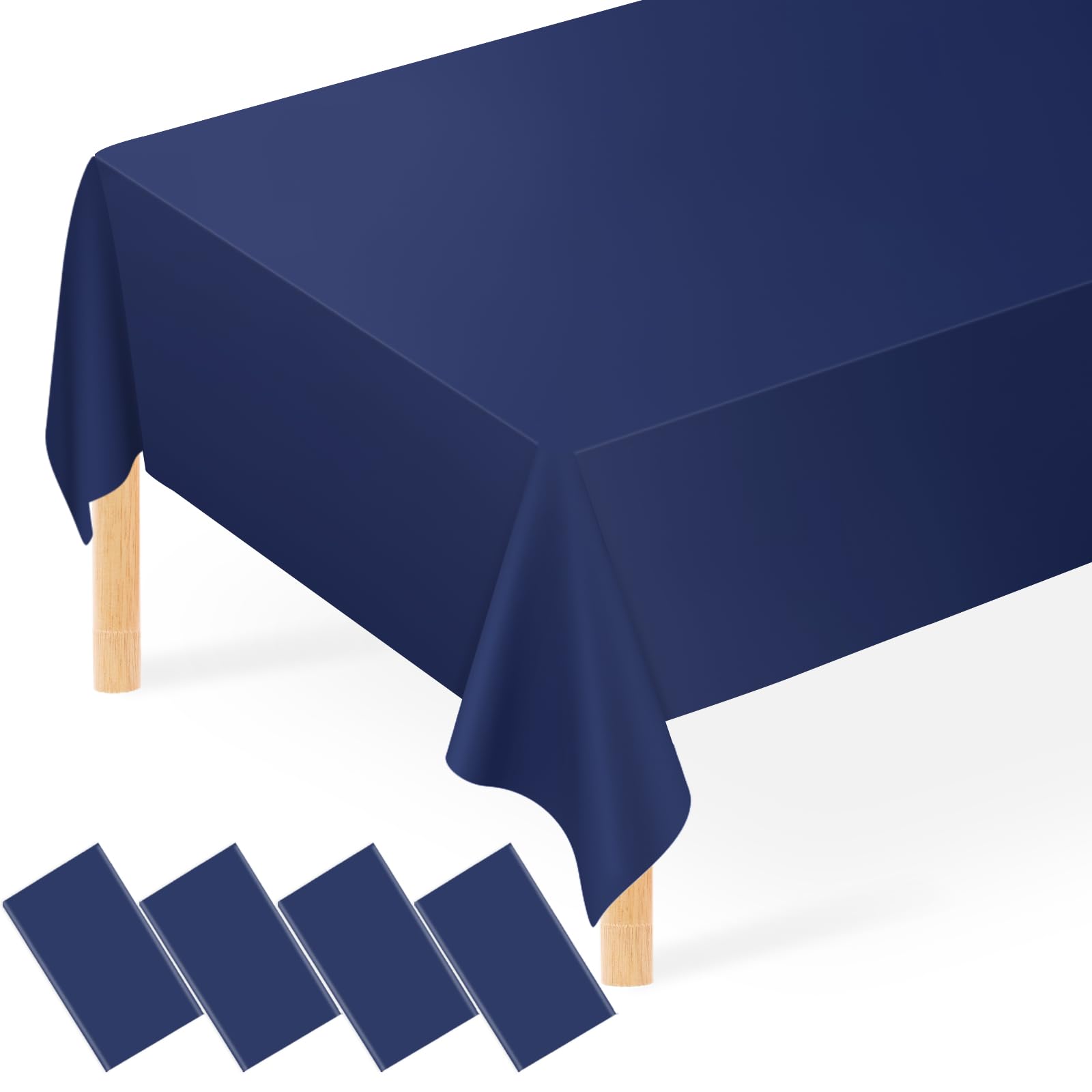 JCTHKUKU 4 Pack Navy Blue Tablecloth Disposable Dark Blue Table Covers 54 x 108 Rectangle Table Cloths for Parties Bridal Shower