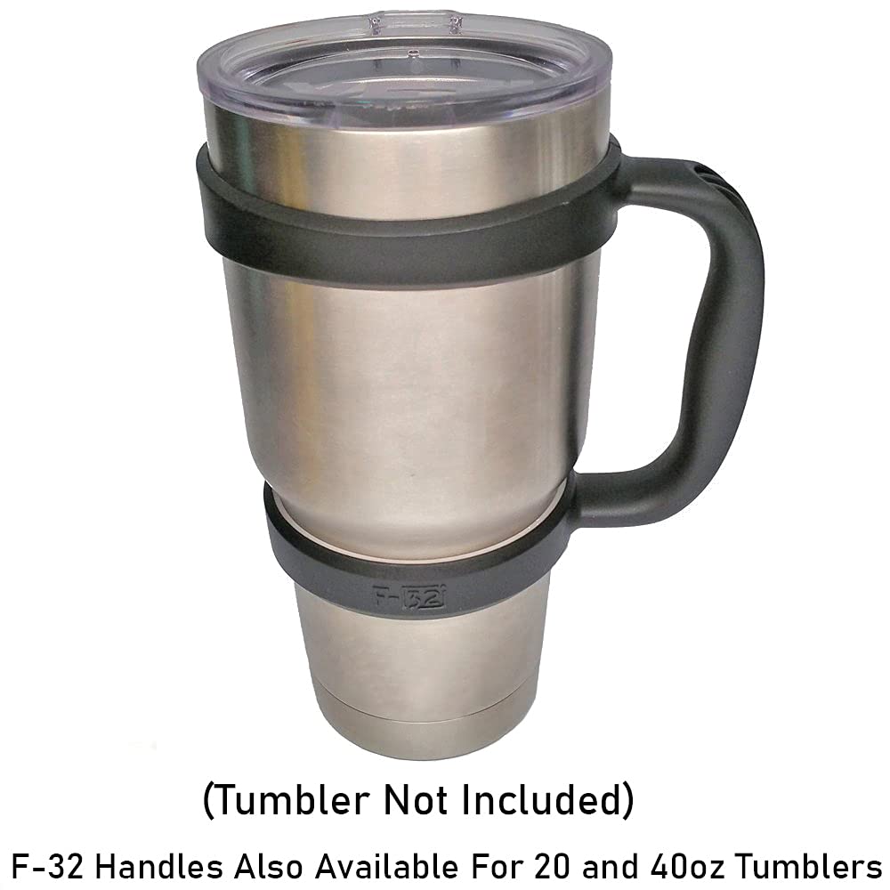 F-32 Handle - 19 Colors - 30Oz Size - Compatible With 30 Oz. Yeti And 30 Oz Ozark Trail Tumbler Travel Mug (30Oz, Midnight Black