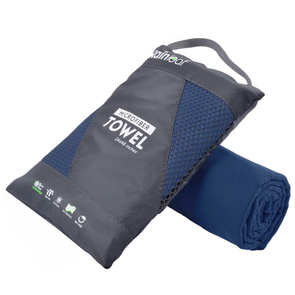 Rainleaf Microfiber Towel,Navy Blue,20 X 40 Inches