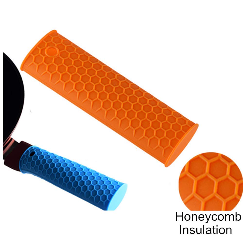 Silicone Hot Handle Holder, Heat Resistant Potholder Rubber Pot Handle Cover For Cast Iron Skillets, Sleeve Grip, Frying Pans 6X