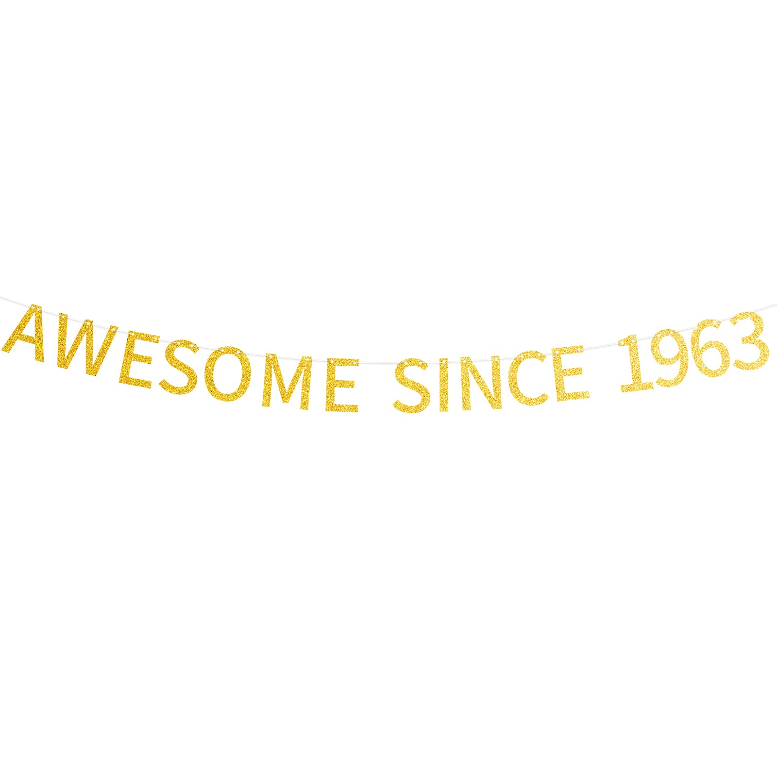 Awesome Since 1963 Banner Pre-Strung Happy 61St Birthday Banner Gold Glittery 61 Sixty One Years Old Birthday Party Decorations