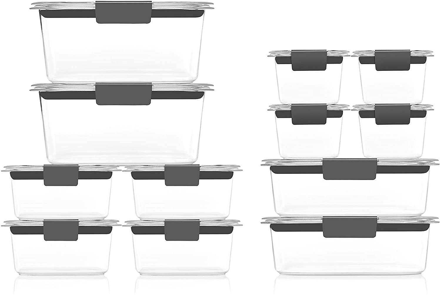 Rubbermaid Brilliance 24-Piece BPA-Free Food Storage Set, Clear Plastic Containers for Meal Prep & Leftovers, Model 2108390