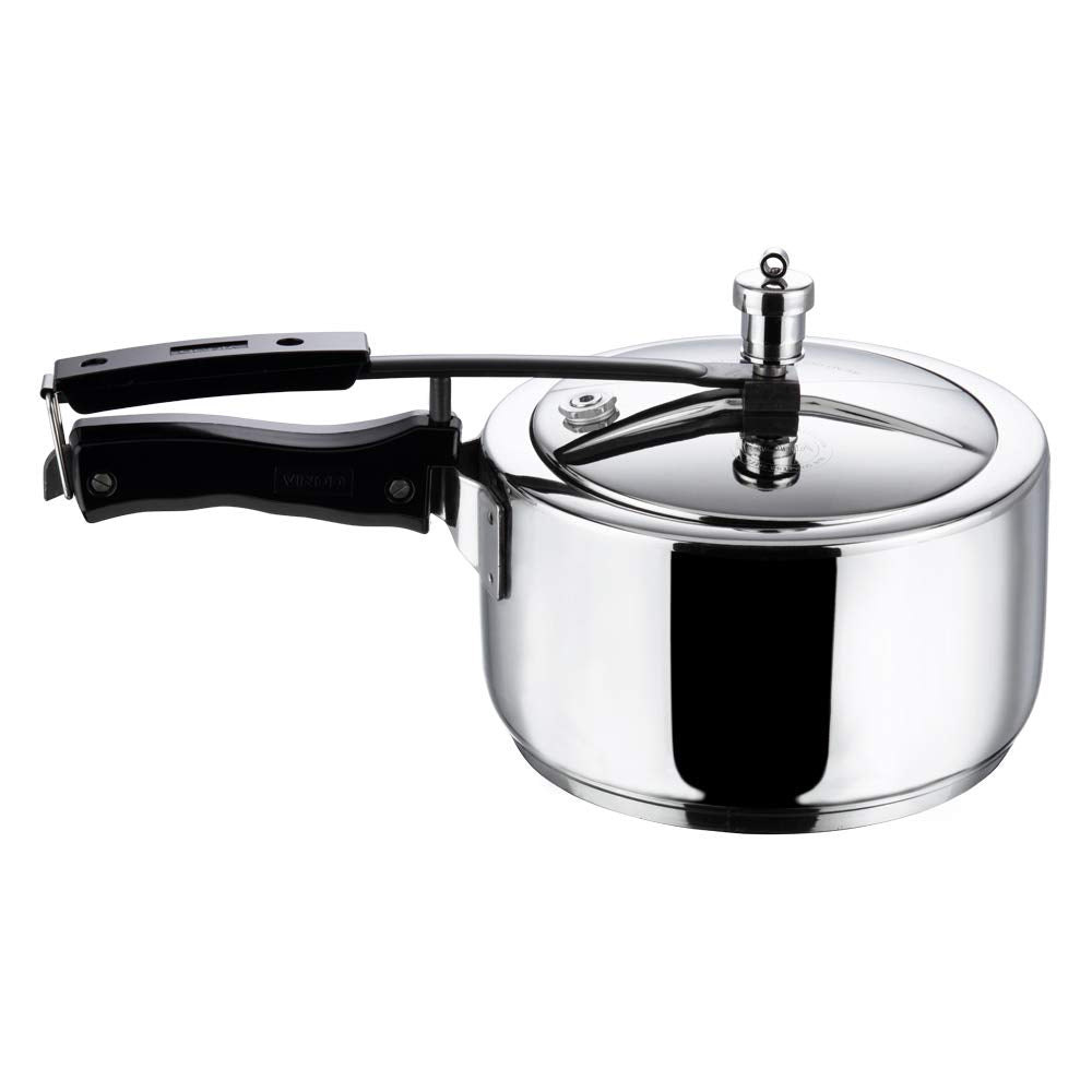 Vinod Pressure Cooker Stainless Steel  Inner Lid  5 Liter  Sandwich Bottom  Indian Pressure Cooker  Induction Friendly Cook