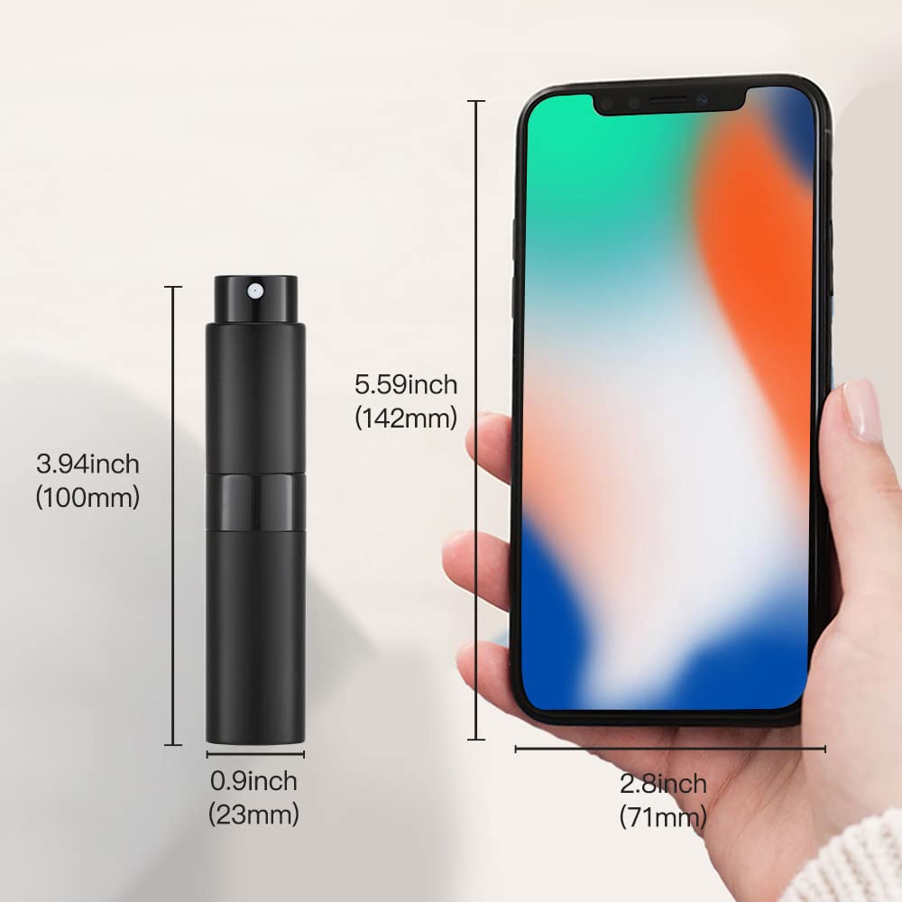 Lisapack 8ML Atomizer Perfume Spray Bottle for Travel  Empty Refillable Cologne Dispenser  Portable Sprayer (Matte Black)
