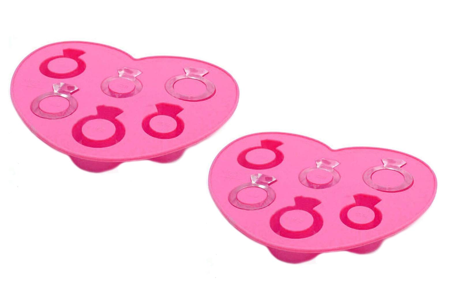 Chocolate Mold Tray Silicone Ice Cube Party Maker Perfect For Diy Frozen Ice, Pudding, Jelly Candy (Pink Ring (2 Pack))