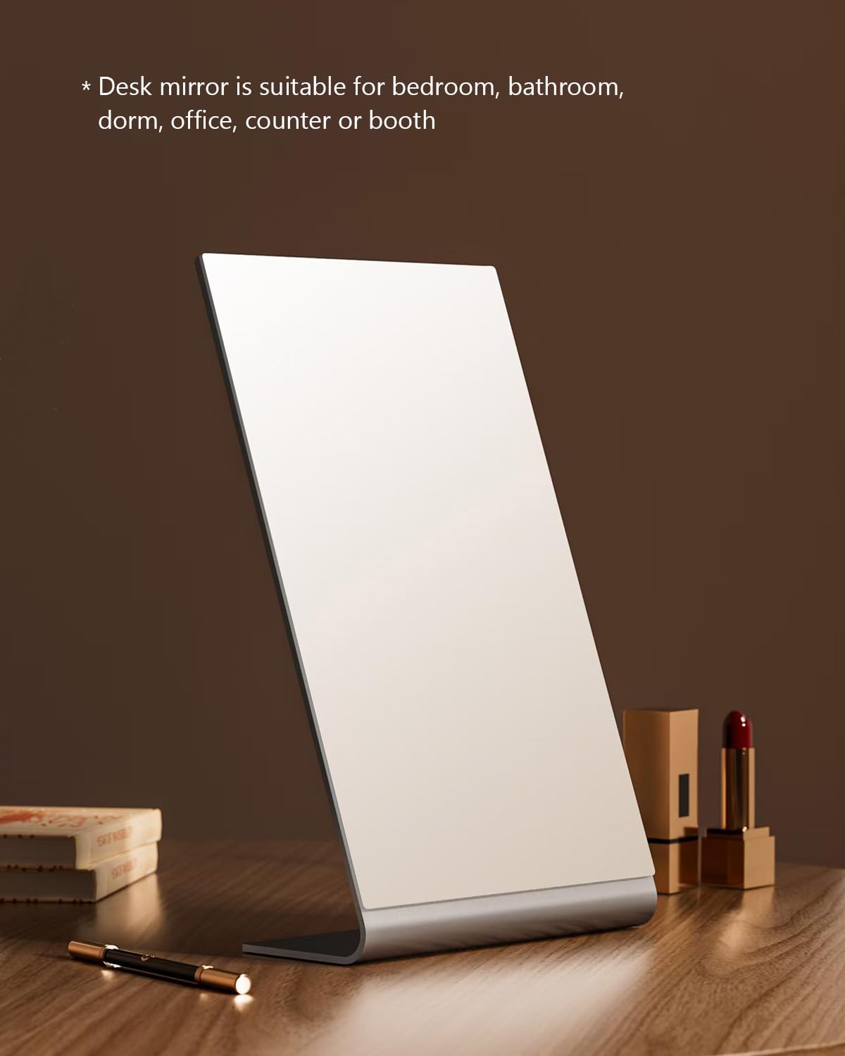 Nezzoe Modern Makeup Mirror, 12'' Length Aluminum Desk Mirror, Vanity Mirror For Counter, Bedroom, Bathroom, Dorm