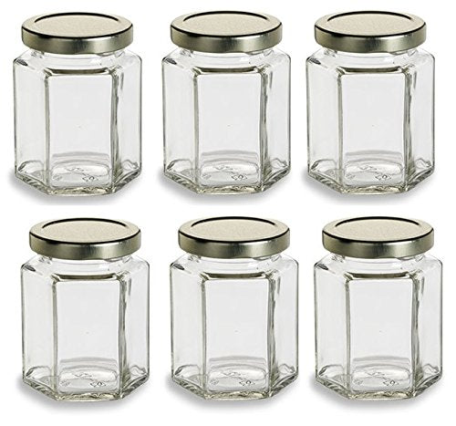 Nakpunar 6 Pcs, 6 Oz Hexagon Glass Jars For Jam, Honey, Wedding Favors, Shower Favors, Baby Foods, Diy Magnetic Spice Jars