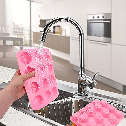 Baker Depot Silicone Bakeware Mold For Cake Chocolate Jelly Pudding Dessert Molds 12 Holes With Flower Heart Shape Set Of 3