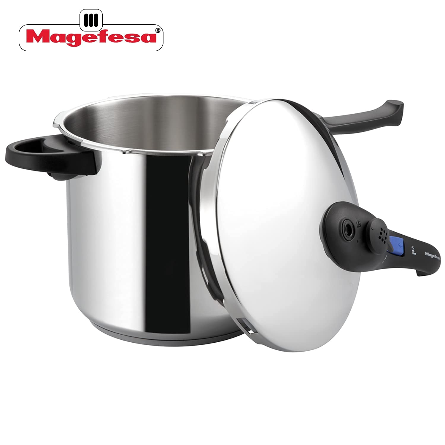 Magefesa Favorit Super-Fast and Easy To Use pressure cooker, 8 Quart, 18/10 stainless steel, suitable for all types of cooktops,