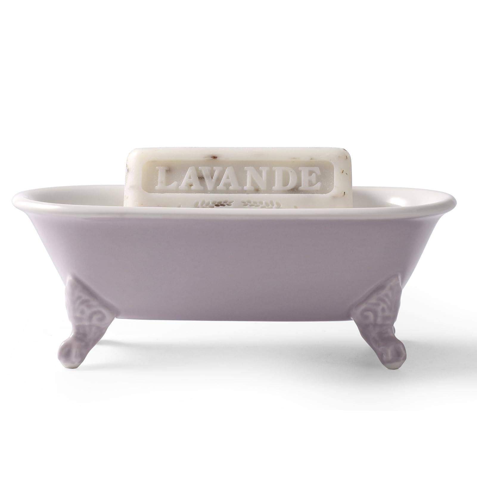 Clawfoot Bathtub Decortative Ceramic Soap Dish Holder Shower Bar Soap Tray For Bathroom Or Kitchen,1 Pack (Lavender)