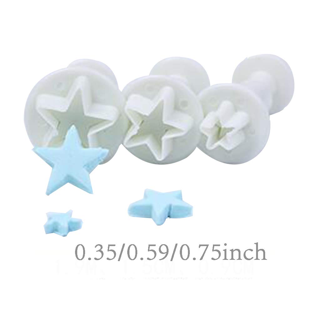 Star Small Fondant Plunger Cutter Set Cake Cookies Decorating Tool Mold-Tiny 3 Pieces(Mini)