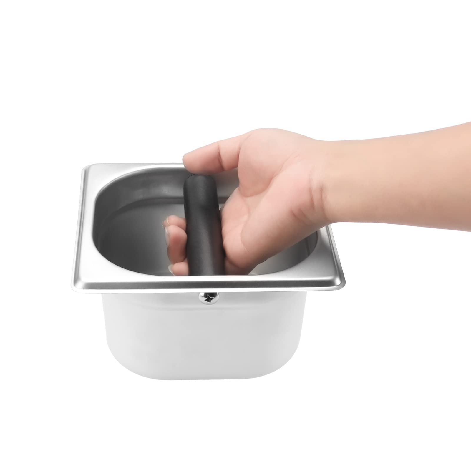 Coffee Knock Box,Espresso Dump Bin,Coffee Bin,Stainless Steel Espresso Knock Box Built-In Container For Coffee Ground 6.3 X 6.89