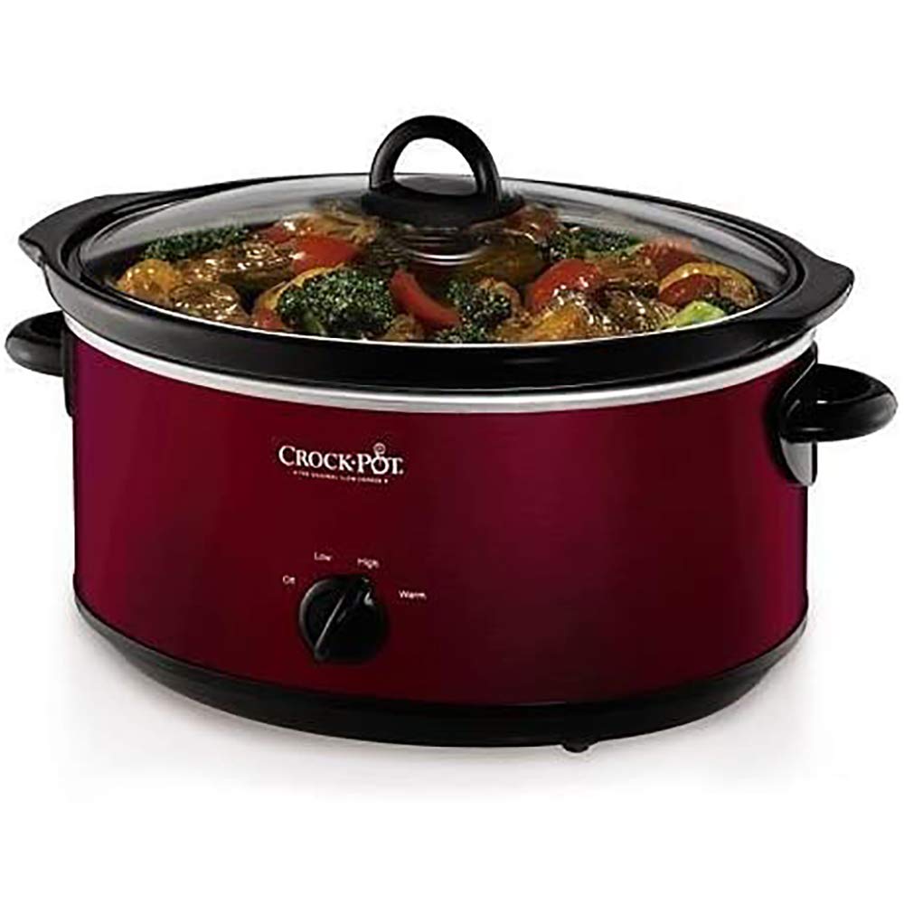 Crock-Pot Scv700Krnp Large 7 Quart Capacity Versatile Food Slow Cooker Home Cooking Kitchen Appliance, Red