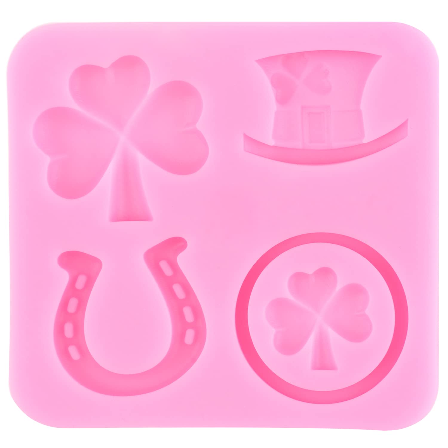 Mypracs St. Patrick'S Day Fondant Mold Shamrocks Clover Silicone Mold Irish Hat Fondant Molds Horseshoe Mold For Cake Decorating