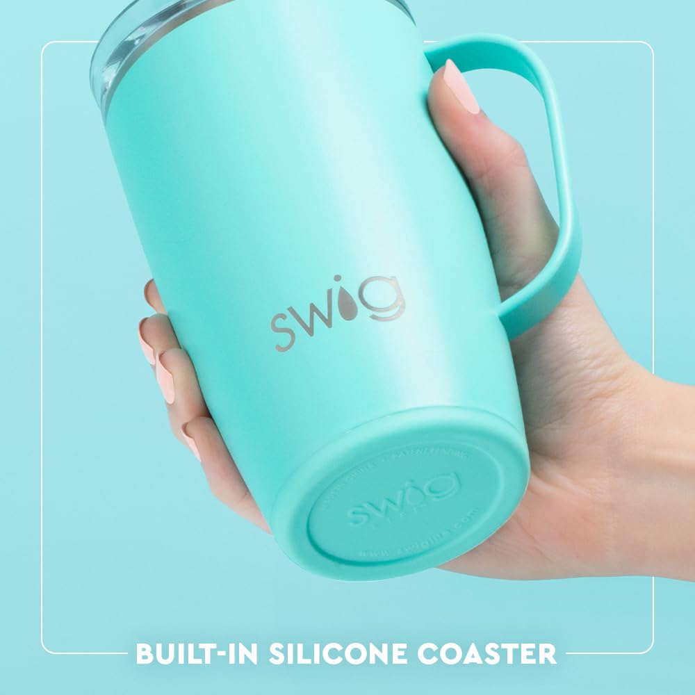 Swig Life 18Oz Travel Mug, Insulated Tumbler With Handle And Lid, Cup Holder Friendly, Dishwasher Safe, Stainless Steel, Travel