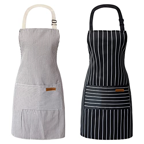 Atropos 2 Pcs Aprons For Women With Pockets, Aprons For Men, Womens Kitchen Apron, Cooking Apron Adjustable Bib Chef Apron(Unise