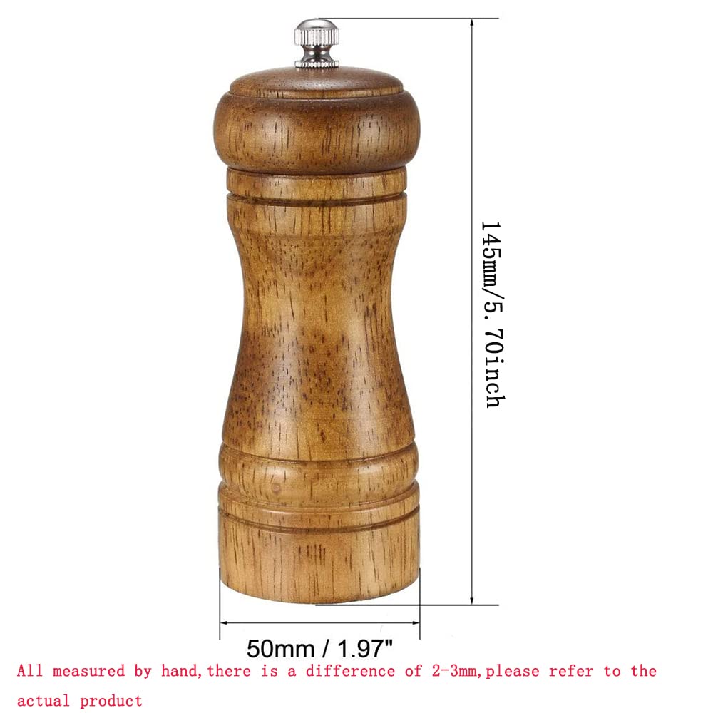Utoolmart Wooden Pepper Mills Shaker, 5 Inch Pepper Grinder And Salt Shaker Set With Adjustable Coarseness For Seasoning Meal Pr