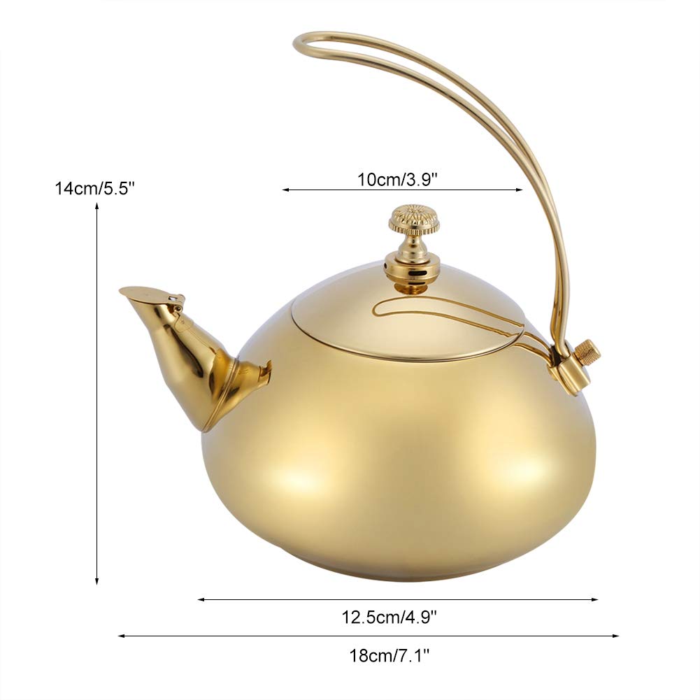 1.5L Stainless Steel Teakettle Classical Teapot Teakettle Fast Water Heating Boiling Pot(Gold)