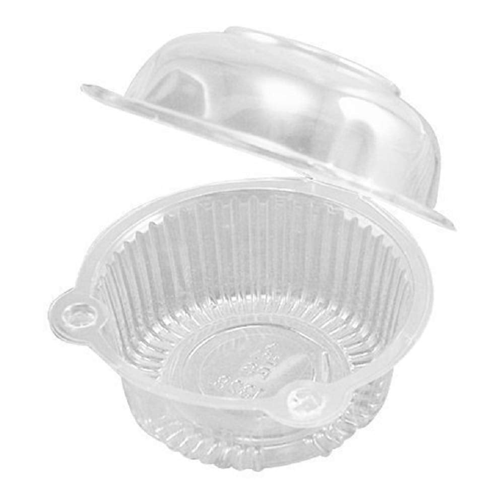 Leoyoubei 100 pieces BPA Free Clear Plastic Single Individual Cupcake Boxes,Muffin Dome Holders Cases Boxes Cups Pods,Clamshell 