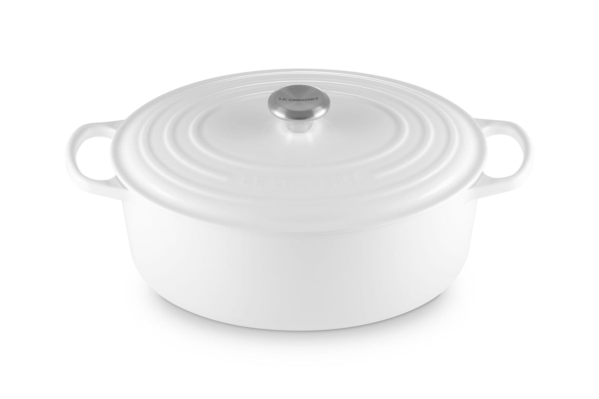 Le Creuset Enameled Cast Iron Signature Oval Dutch Oven, 8 Qt., White