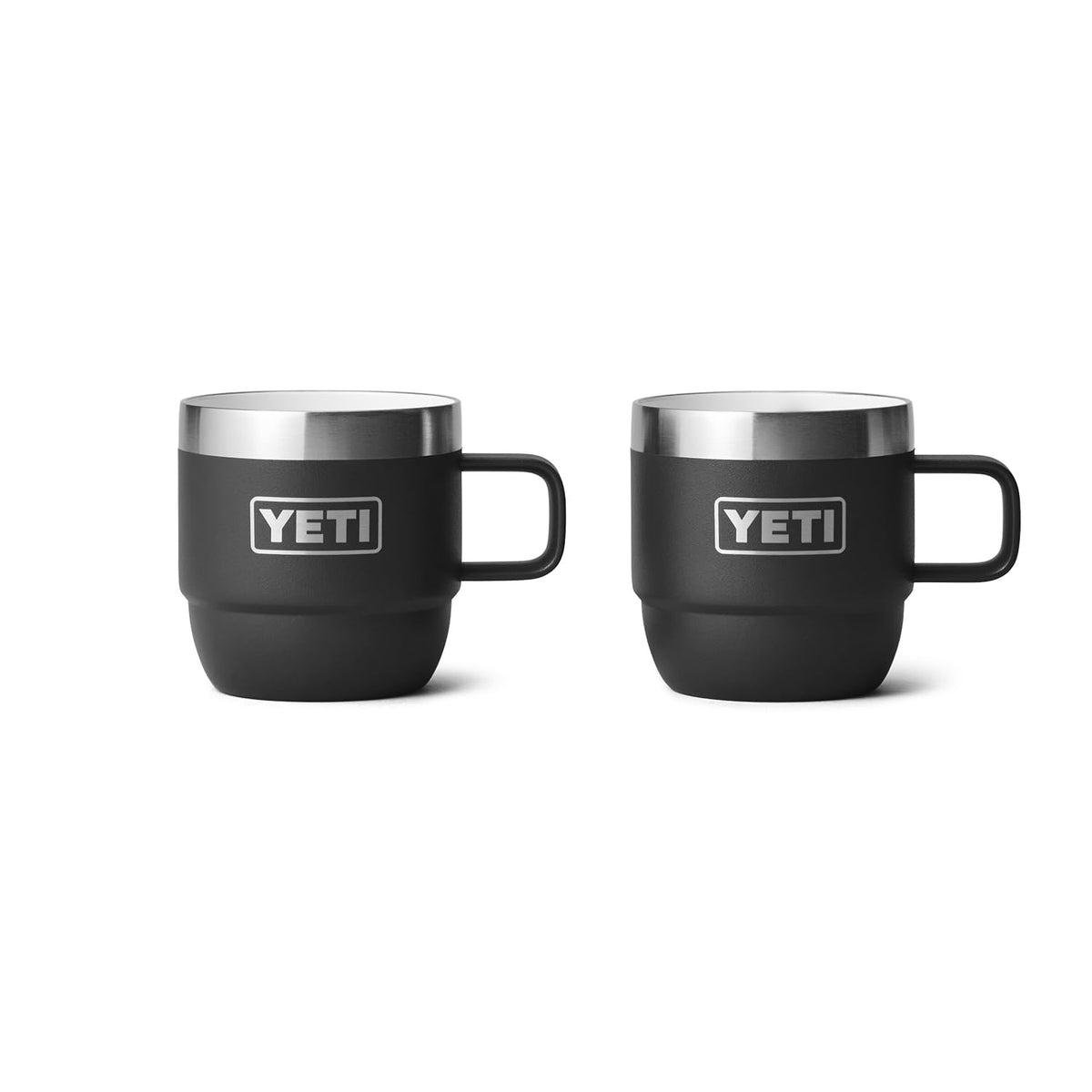 Yeti Rambler 6 Oz Stackable Mug, Stainless Steel, Vacuum Insulated Espresso/Coffee Mug, 2 Pack, Black