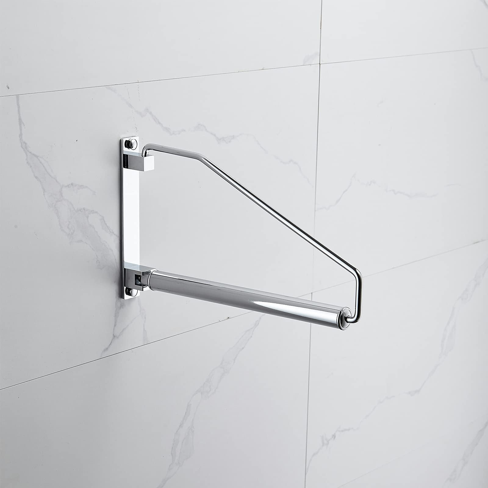 NEWRAIN Wall Mounted Clothes Hanger - Chrome Swing Arm Drying Rack, Space Saver, Triangle Design