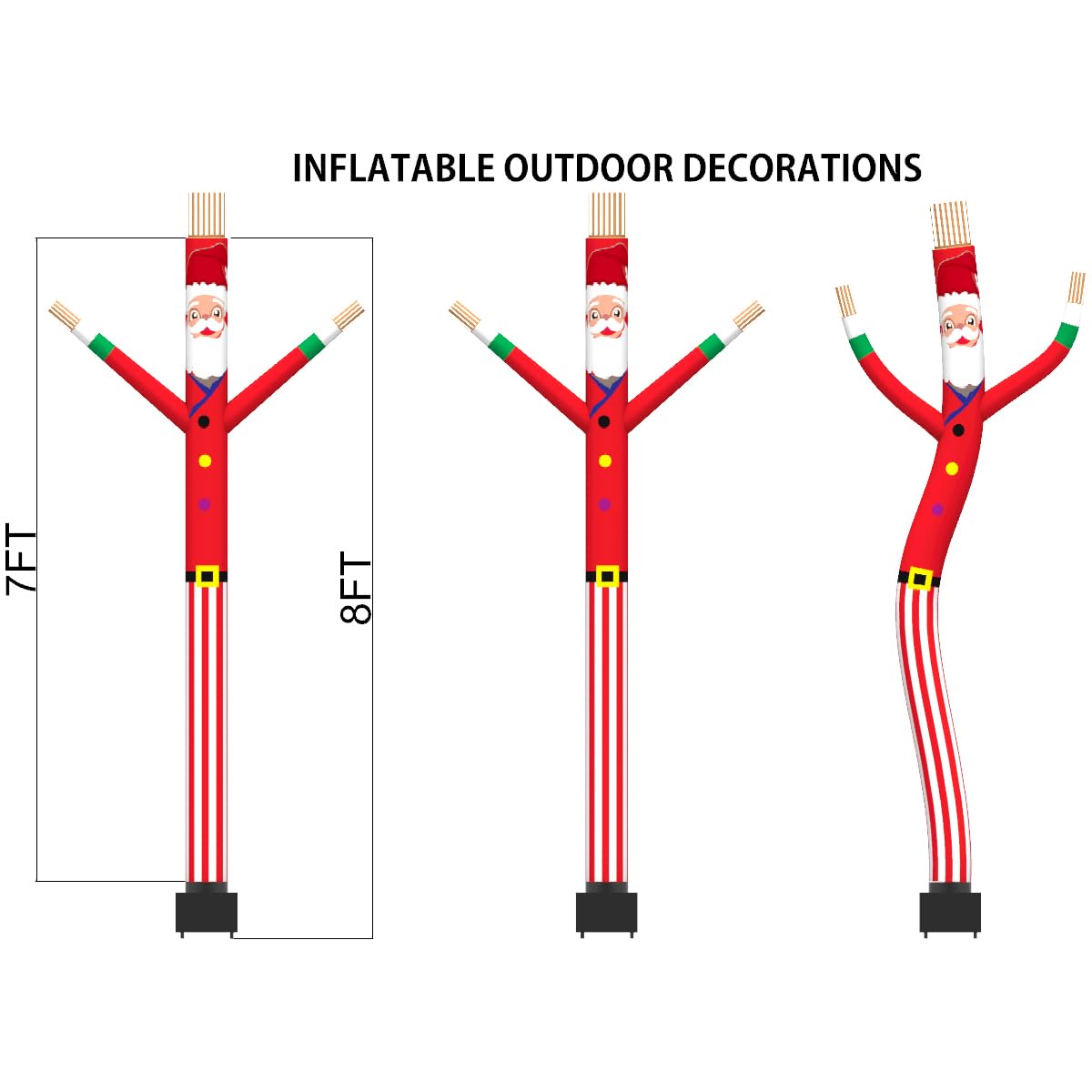 8FT Inflatable Air Waving Tube Dancer with Blower Set, Blow Up Inflate Santa Clause for Christmas Decorations (Santa Claus)