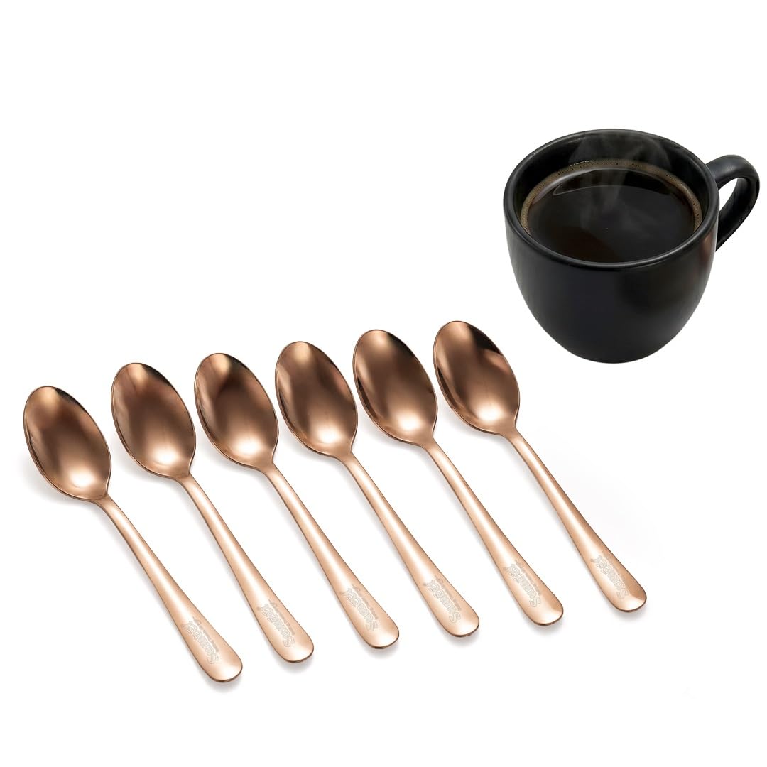 Sumeet Stainless Steel Rose Gold Baby Meduim enhanced Spoon Set of 6 Pc - (15.5cm L) (1.6mm Thick)