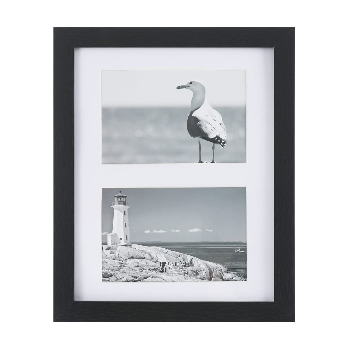 UMICAL 8x10 Picture Frame with HD Plexiglass and White Mat displays (2) 4x6 Pictures Black Wood Collage Photo Frames for Table T