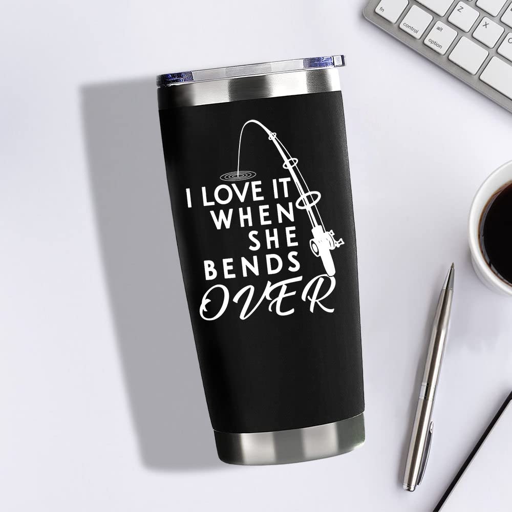 Fishing Gifts For Men Gifts For Fathers Day 20Oz Black Bend Over Fishing Travel Tumbler Birthday For Grandpa Dad Uncle Boyfriend