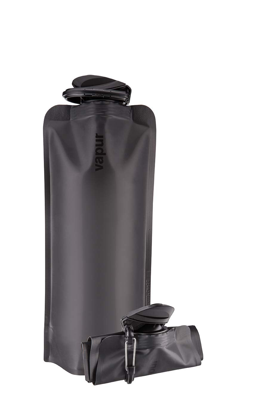 Vapur Flexible Collapsible Wide Mouth Anti-Bottle With Detachable Carabiner, 23 Ounce, Blackout, Pack Of 1