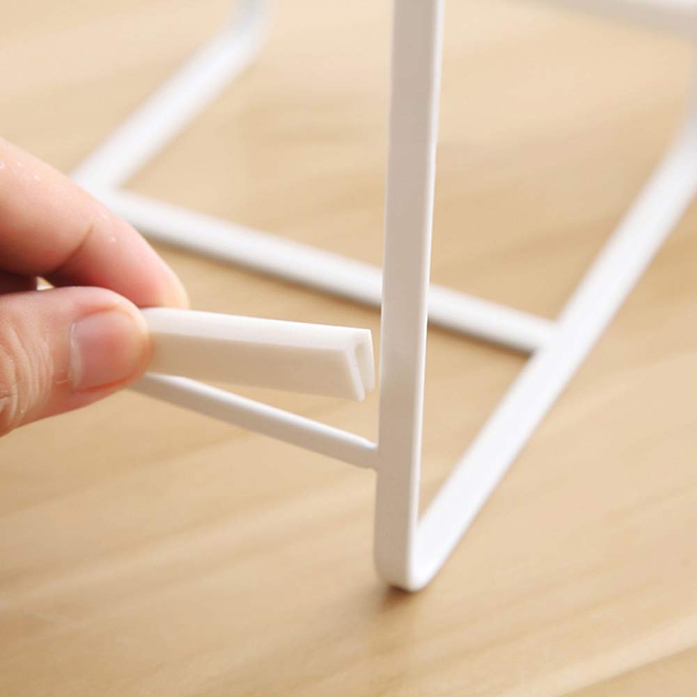 2Pcs Plate Holders Organizer, Metal Dish Storage Dying Display Rack For Cabinet, Counter And Cupboard - White, Small