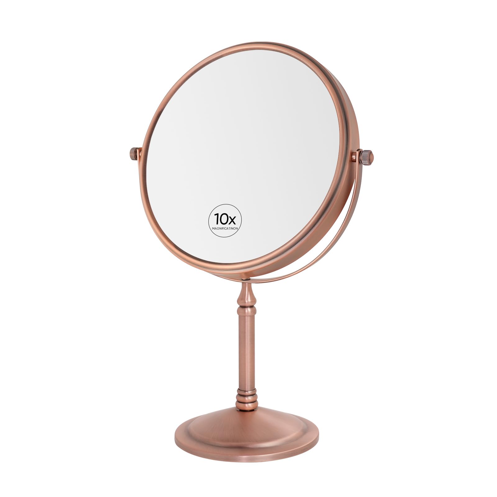 Nicesail 10X Magninfied Makeup Mirror For Desk, 10X Magnifying Mirror For Bathroom Countertop, 360 Swivel No Light Matte Rose Go