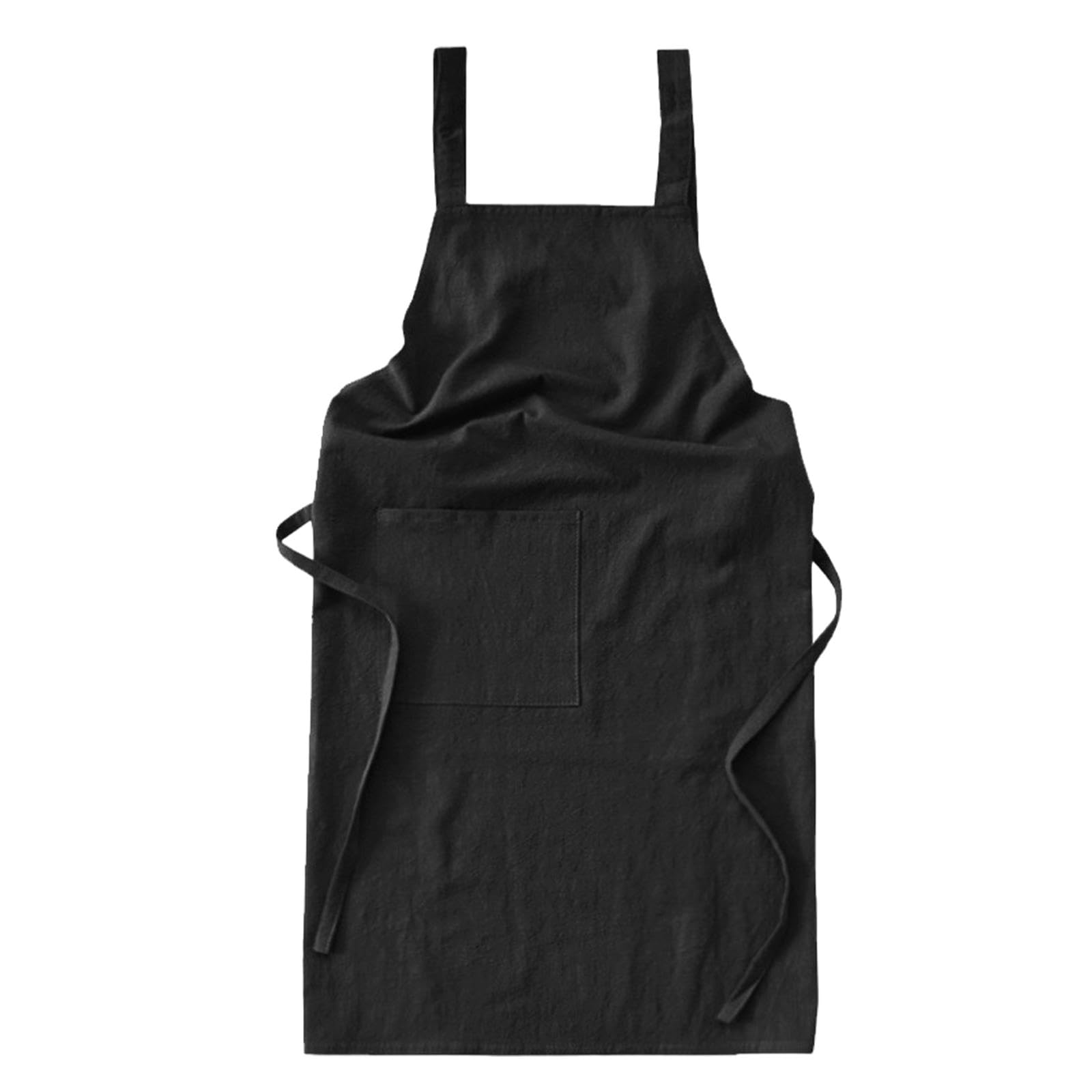 Myaddiction Linen Apron Bib Chef Apron Sleeveless Apron Soft For Painting Cooking Artist Black