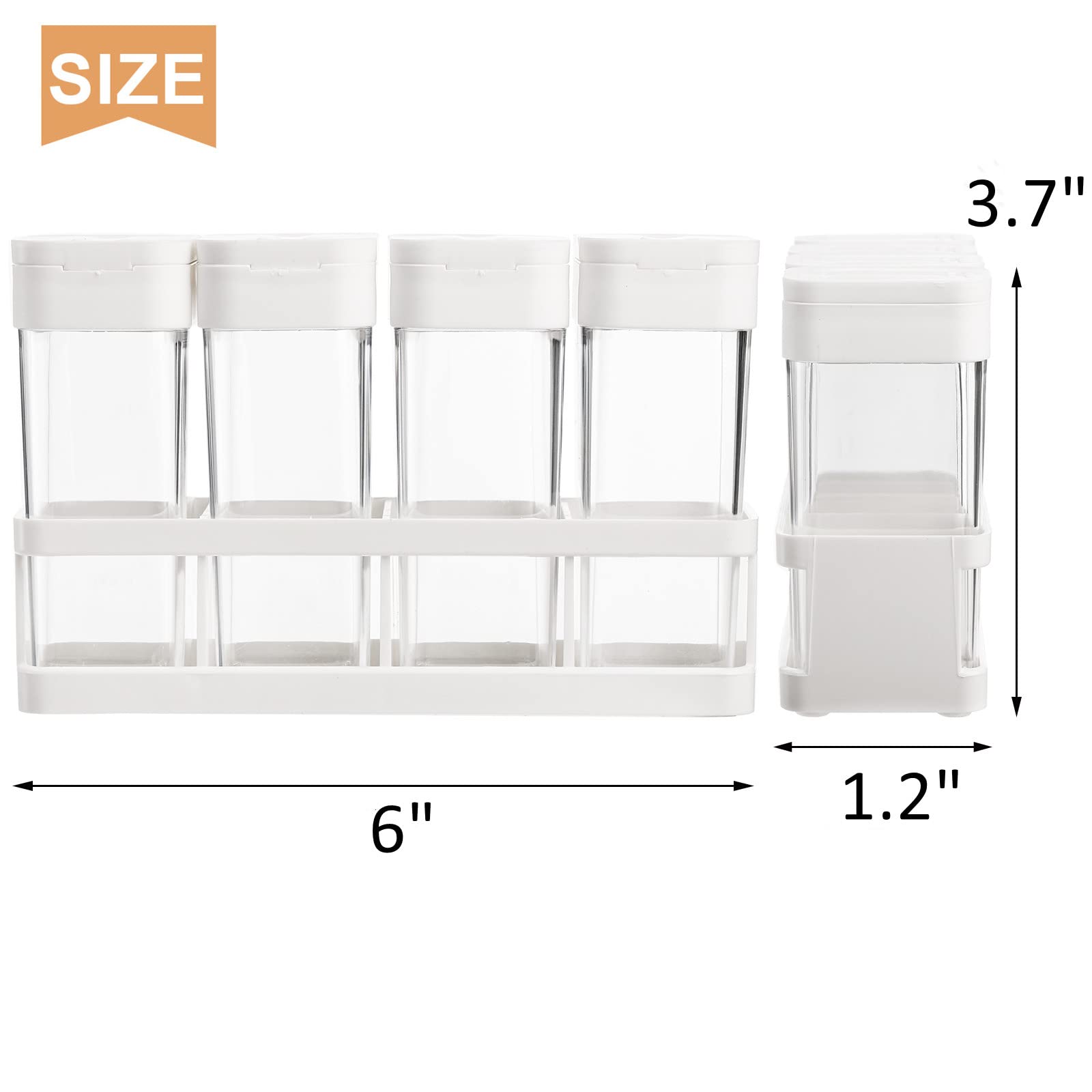 ZOOFOX 12 Pieces Spice Shaker Jars, Plastic Seasoning Shaker Box Set with Lid, Transparent Barbecue Storage Containers Spice Rac