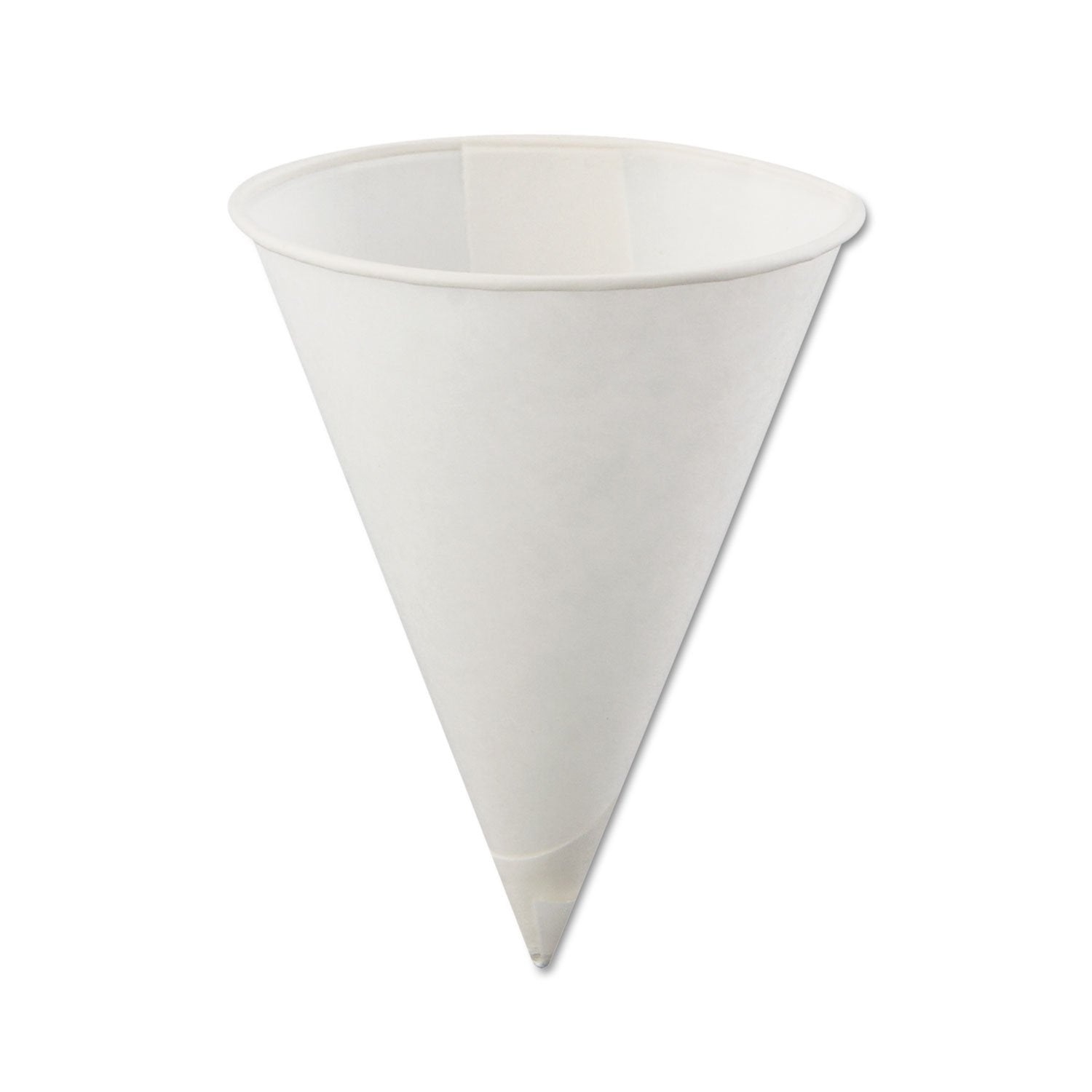 Konie Kci 4.0Kbr Poly-Bag Rolled-Rim Cone Cup, 4 Oz. Volume, Paper, White (Pack Of 5000)