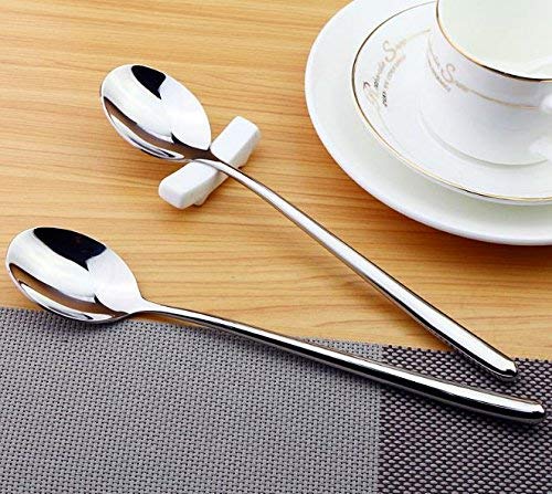 Korean Spoon,Stainless Steel Long Handle Soup Spoons,Long Tablespoon,Coffee Spoon,Silver,Pack Of 5 (8.7X1.6 Inches)