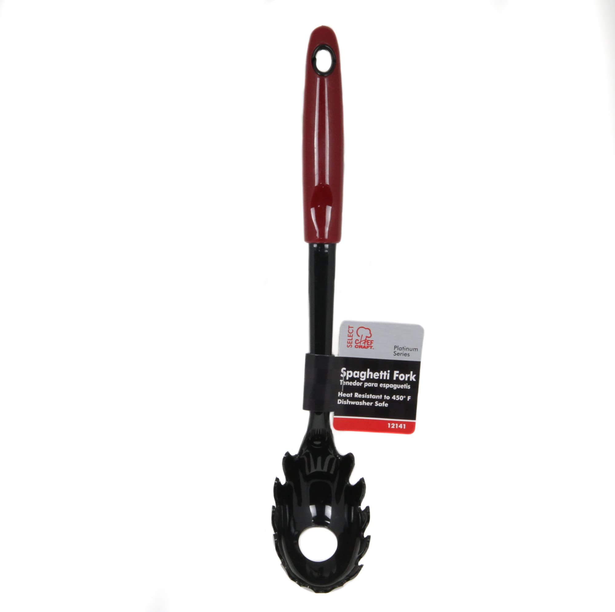Chef Craft Select Nylon Cooking And Serving Spaghetti Or Pasta Fork, 12.5 Inch, Red