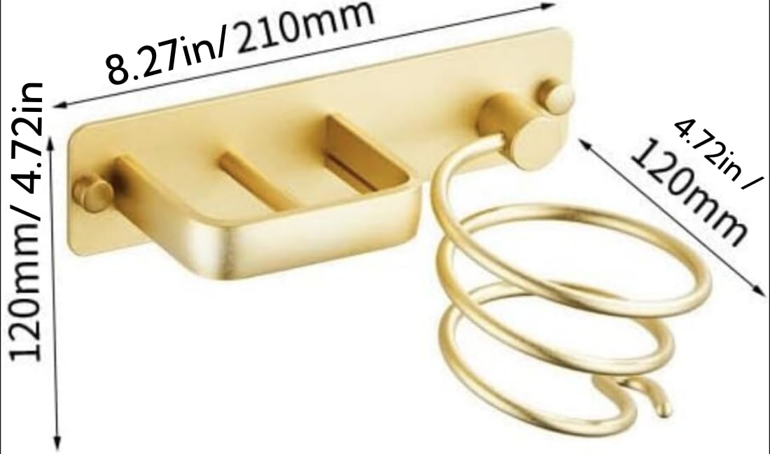 Yuet Hair Dryer Holder Hairdryer Straightener Station Wall Mounted Spiral Shelf Bracket Stand Hanger Organizer Blow Storage With