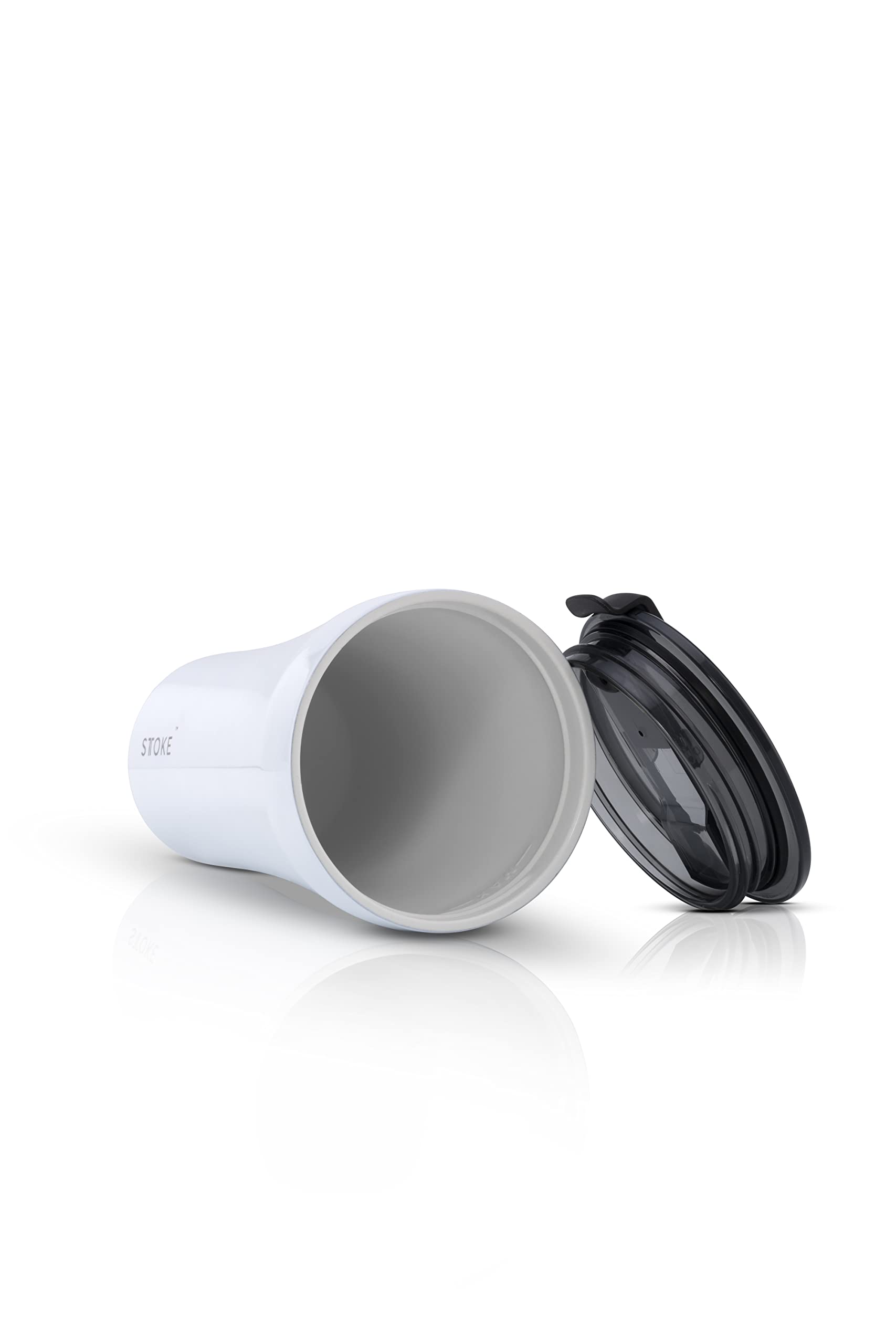 Sttoke Leakproof Ceramic Reusable Coffee Cup 12 Oz - Angel White Slp12Aw0620 0