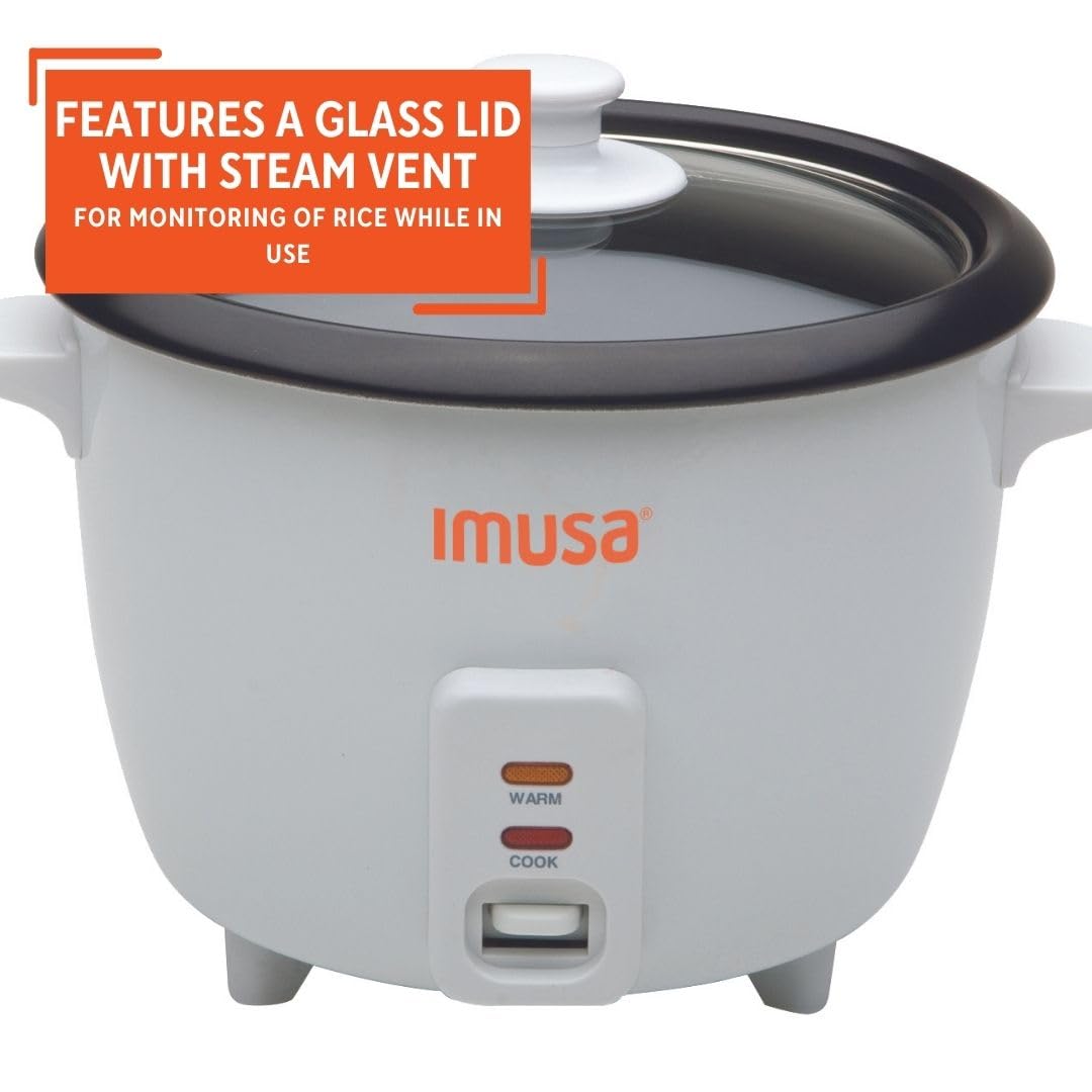 Imusa Usa Gau-00012 Electric Nonstick Rice Cooker 5-Cup (Uncooked) 10-Cup (Cooked), White